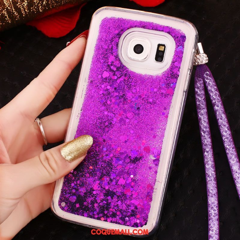 Étui Samsung Galaxy S6 Edge Violet Étoile Quicksand, Coque Samsung Galaxy S6 Edge Strass Téléphone Portable