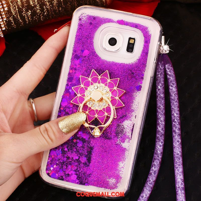 Étui Samsung Galaxy S6 Edge Violet Étoile Quicksand, Coque Samsung Galaxy S6 Edge Strass Téléphone Portable