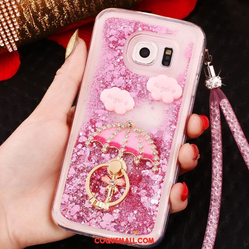 Étui Samsung Galaxy S6 Edge Violet Étoile Quicksand, Coque Samsung Galaxy S6 Edge Strass Téléphone Portable