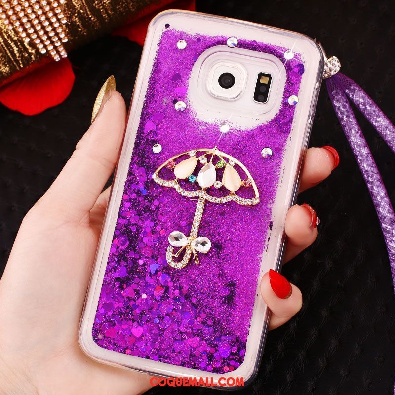 Étui Samsung Galaxy S6 Edge Violet Étoile Quicksand, Coque Samsung Galaxy S6 Edge Strass Téléphone Portable