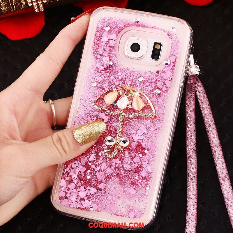 Étui Samsung Galaxy S6 Edge Violet Étoile Quicksand, Coque Samsung Galaxy S6 Edge Strass Téléphone Portable