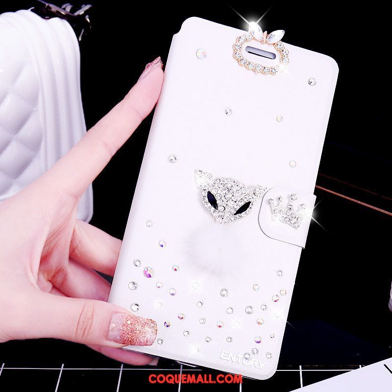 Étui Samsung Galaxy S6 Edge Étoile Blanc Incruster Strass, Coque Samsung Galaxy S6 Edge Étui En Cuir Téléphone Portable