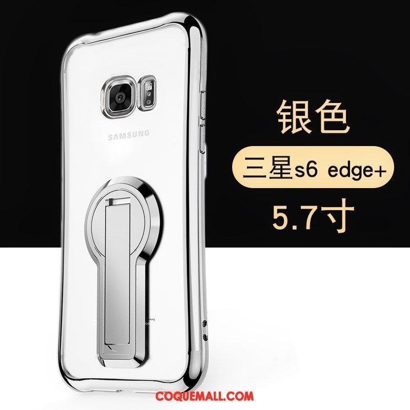 Étui Samsung Galaxy S6 Edge Étoile Noir Fluide Doux, Coque Samsung Galaxy S6 Edge Support Téléphone Portable