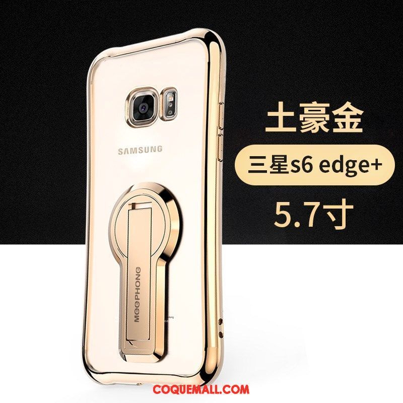 Étui Samsung Galaxy S6 Edge Étoile Noir Fluide Doux, Coque Samsung Galaxy S6 Edge Support Téléphone Portable