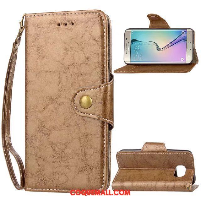 Étui Samsung Galaxy S6 Edge Étui En Cuir Incassable Simple, Coque Samsung Galaxy S6 Edge Étoile Business