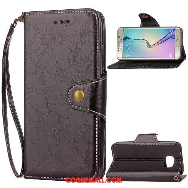 Étui Samsung Galaxy S6 Edge Étui En Cuir Incassable Simple, Coque Samsung Galaxy S6 Edge Étoile Business