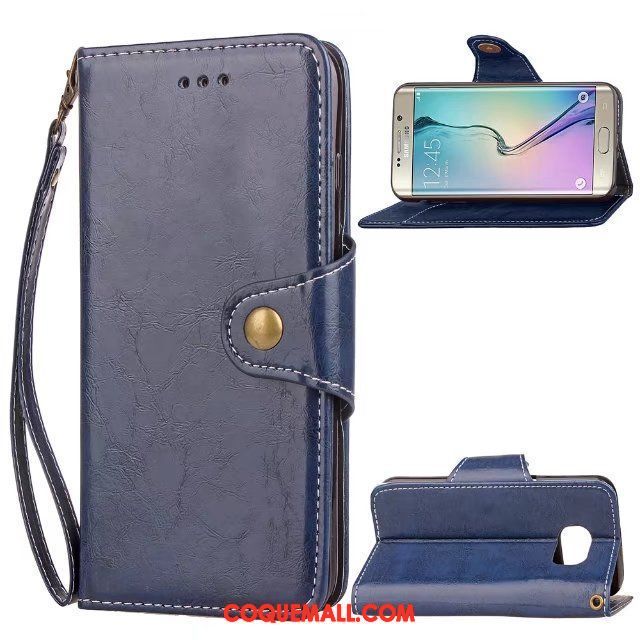 Étui Samsung Galaxy S6 Edge Étui En Cuir Incassable Simple, Coque Samsung Galaxy S6 Edge Étoile Business