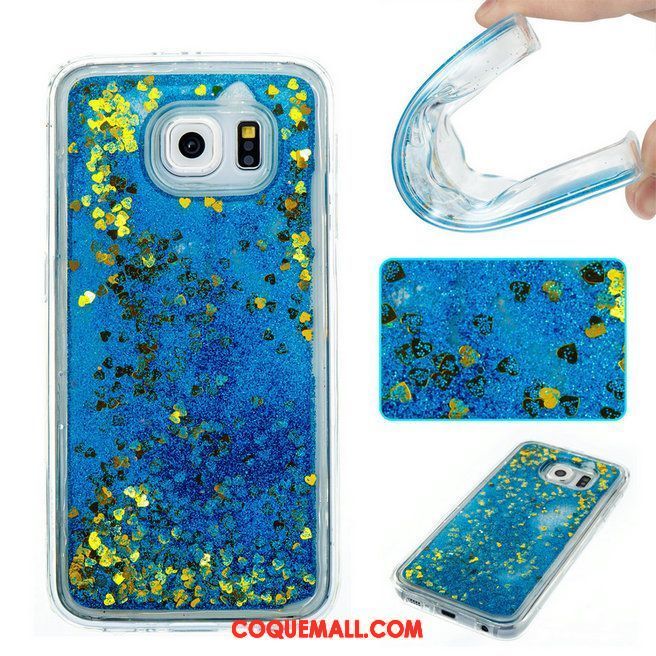 Étui Samsung Galaxy S6 Fluide Doux Bleu Téléphone Portable, Coque Samsung Galaxy S6 Étoile Quicksand