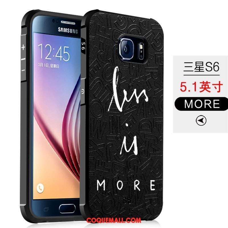 Étui Samsung Galaxy S6 Incassable Fluide Doux Téléphone Portable, Coque Samsung Galaxy S6 Noir Protection