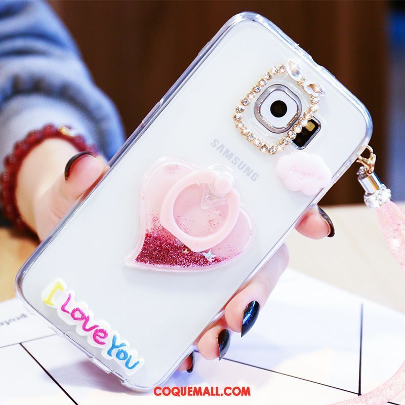 Étui Samsung Galaxy S6 Incassable Protection Étoile, Coque Samsung Galaxy S6 Téléphone Portable Rose
