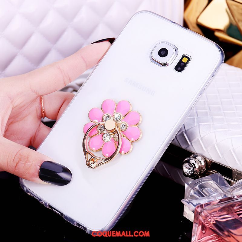 Étui Samsung Galaxy S6 Papillon Fluide Doux Incassable, Coque Samsung Galaxy S6 Silicone Rose