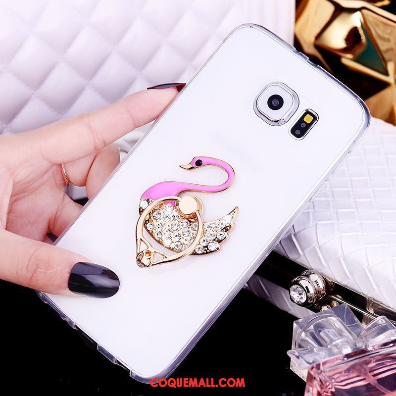 Étui Samsung Galaxy S6 Papillon Fluide Doux Incassable, Coque Samsung Galaxy S6 Silicone Rose