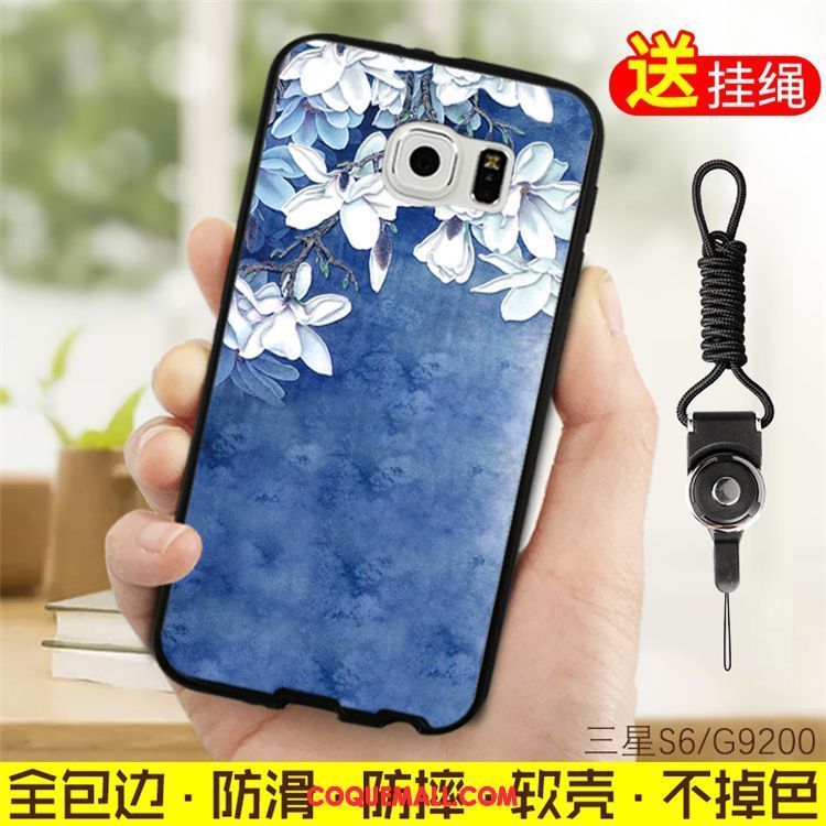 Étui Samsung Galaxy S6 Protection Bleu Fluide Doux, Coque Samsung Galaxy S6 Étoile Incassable