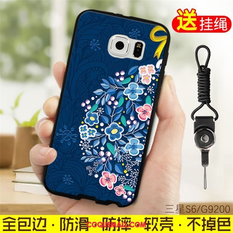 Étui Samsung Galaxy S6 Protection Bleu Fluide Doux, Coque Samsung Galaxy S6 Étoile Incassable