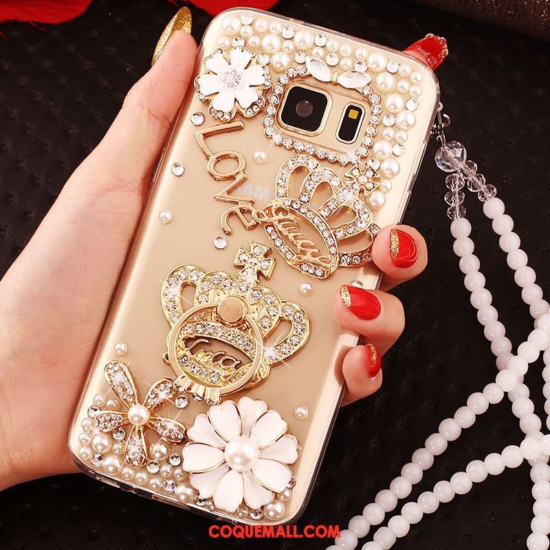 Étui Samsung Galaxy S6 Strass Téléphone Portable Étoile, Coque Samsung Galaxy S6 Protection Or Rose