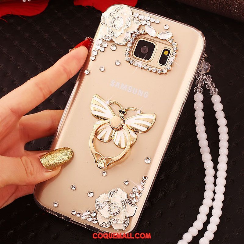 Étui Samsung Galaxy S6 Strass Téléphone Portable Étoile, Coque Samsung Galaxy S6 Protection Or Rose