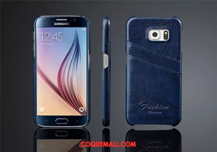 Étui Samsung Galaxy S6 Téléphone Portable Clamshell Protection, Coque Samsung Galaxy S6 Étoile Cuir Véritable Braun