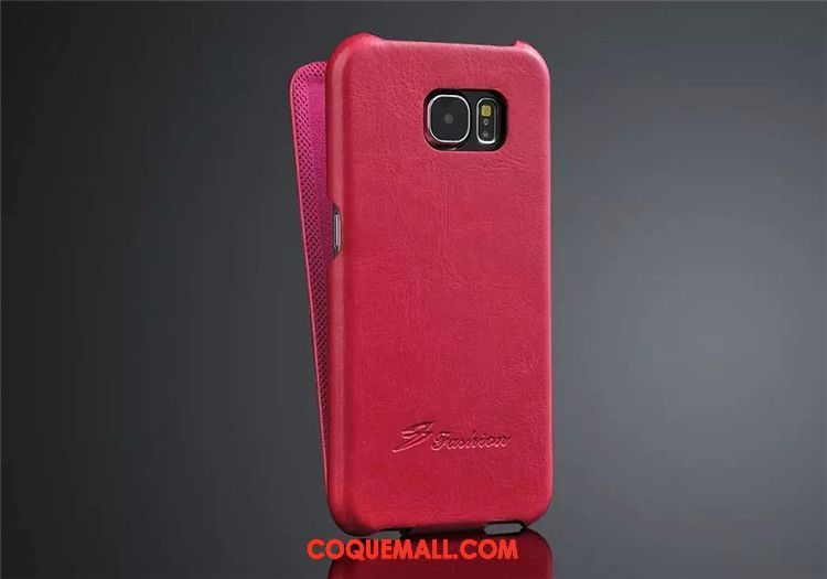 Étui Samsung Galaxy S6 Téléphone Portable Clamshell Protection, Coque Samsung Galaxy S6 Étoile Cuir Véritable Braun