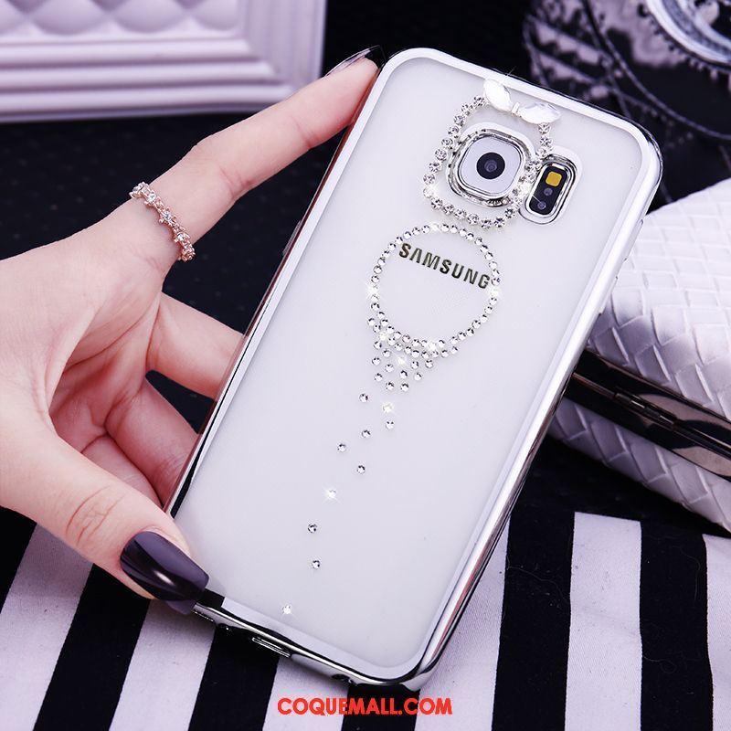 Étui Samsung Galaxy S6 Téléphone Portable Or Étoile, Coque Samsung Galaxy S6 Protection Transparent