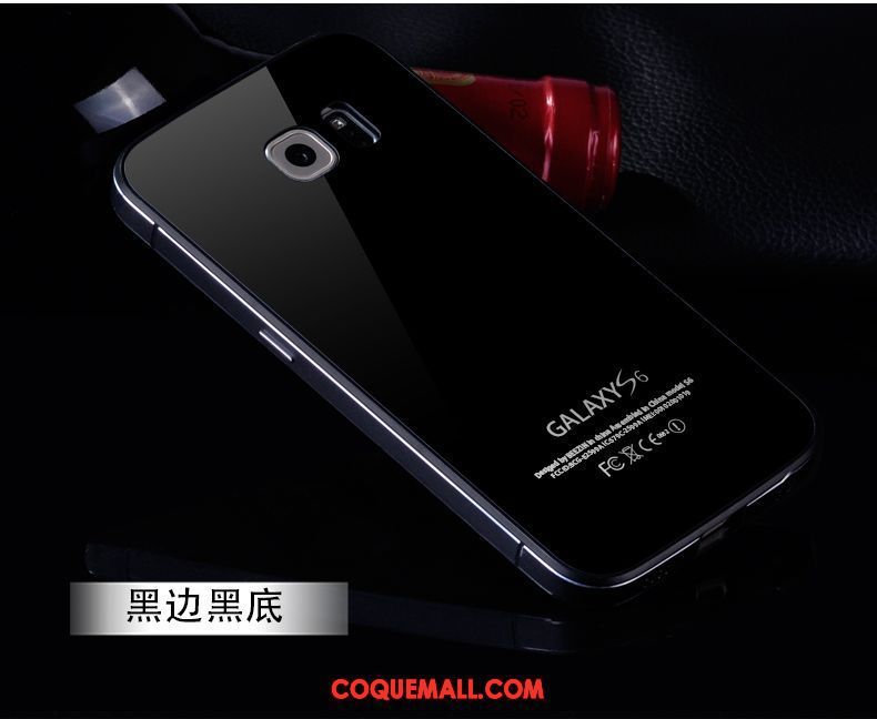 Étui Samsung Galaxy S6 Verre Trempé Protection Téléphone Portable, Coque Samsung Galaxy S6 Métal Border