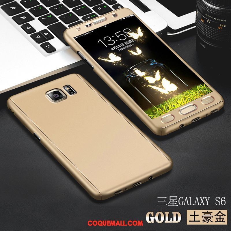 Étui Samsung Galaxy S6 Étoile Noir Délavé En Daim, Coque Samsung Galaxy S6 Tout Compris Difficile