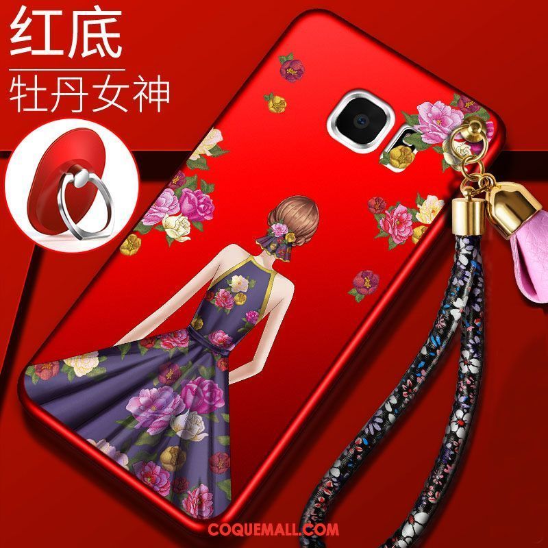 Étui Samsung Galaxy S6 Étoile Rouge Fluide Doux, Coque Samsung Galaxy S6 Silicone Téléphone Portable