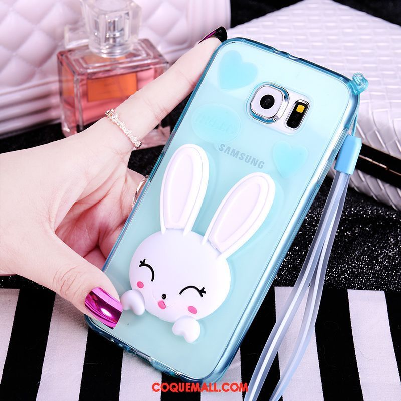 Étui Samsung Galaxy S6 Étoile Support Bleu, Coque Samsung Galaxy S6 Fluide Doux Ornements Suspendus