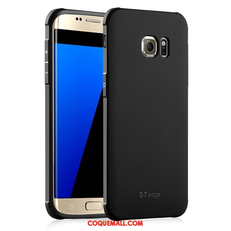 Étui Samsung Galaxy S7 Bordure Tendance Bleu, Coque Samsung Galaxy S7 Noir Fluide Doux