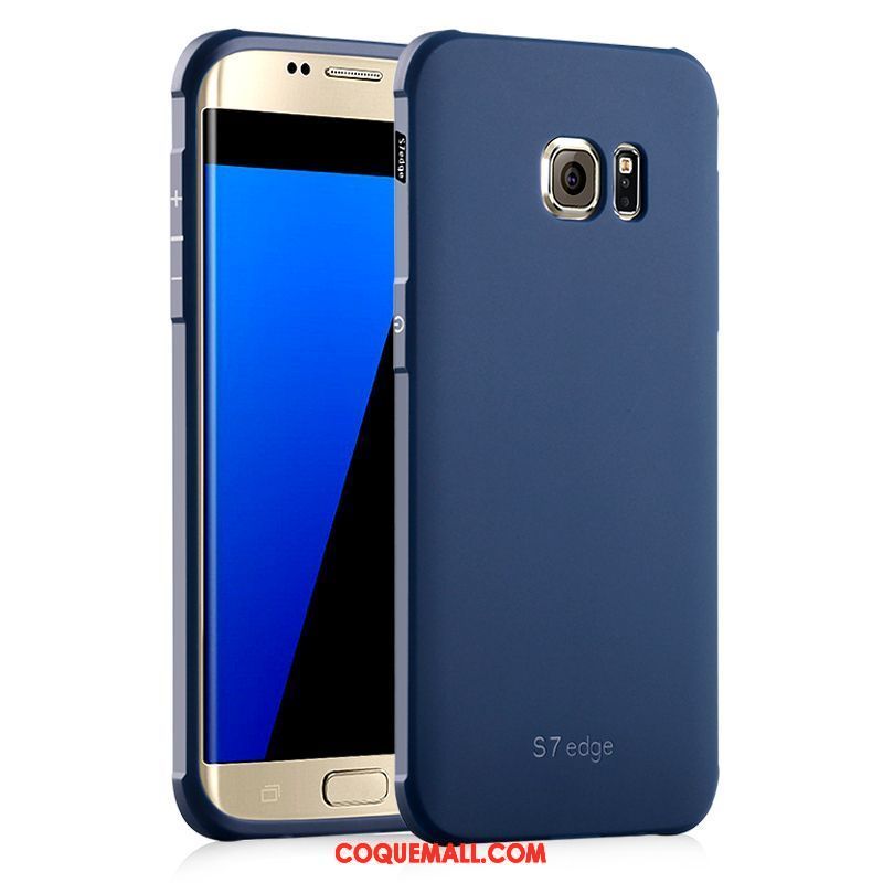 Étui Samsung Galaxy S7 Bordure Tendance Bleu, Coque Samsung Galaxy S7 Noir Fluide Doux