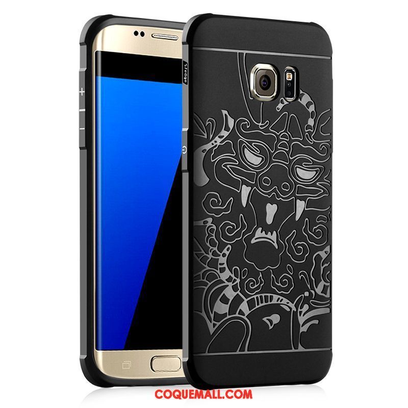 Étui Samsung Galaxy S7 Bordure Tendance Bleu, Coque Samsung Galaxy S7 Noir Fluide Doux