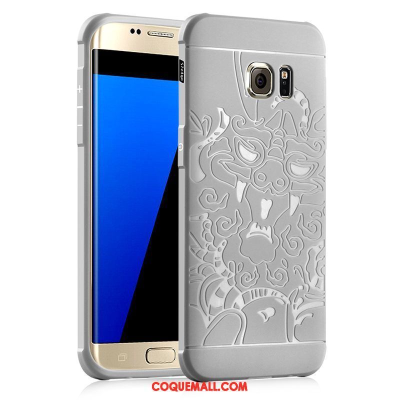 Étui Samsung Galaxy S7 Bordure Tendance Bleu, Coque Samsung Galaxy S7 Noir Fluide Doux