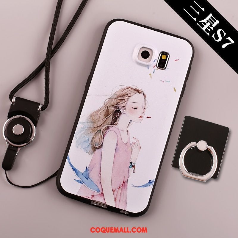 Étui Samsung Galaxy S7 Cou Suspendu Téléphone Portable Étoile, Coque Samsung Galaxy S7 Tendance Noir