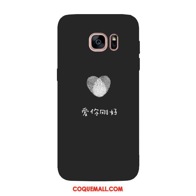 Étui Samsung Galaxy S7 Edge Amour Étoile Noir, Coque Samsung Galaxy S7 Edge Délavé En Daim Amoureux