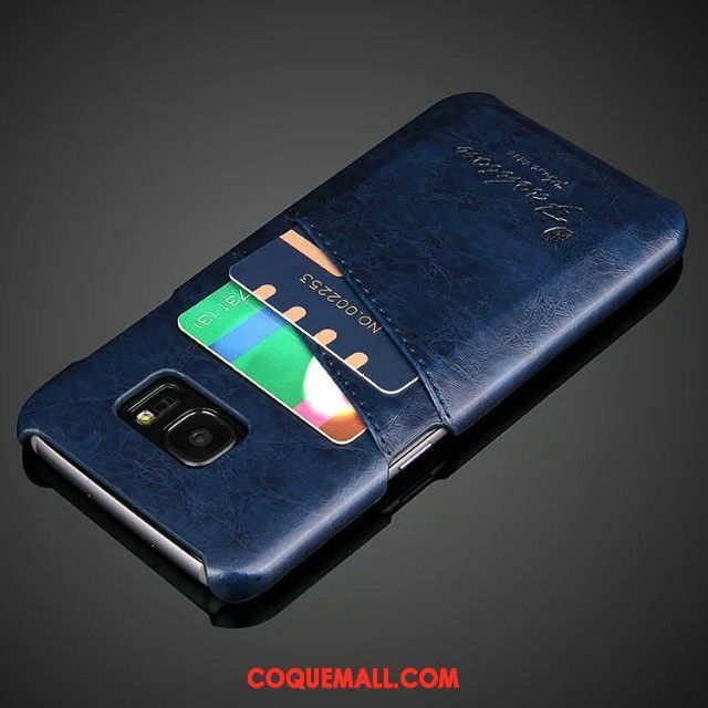 Étui Samsung Galaxy S7 Edge Carte Cuir Véritable Protection, Coque Samsung Galaxy S7 Edge Étoile Rouge