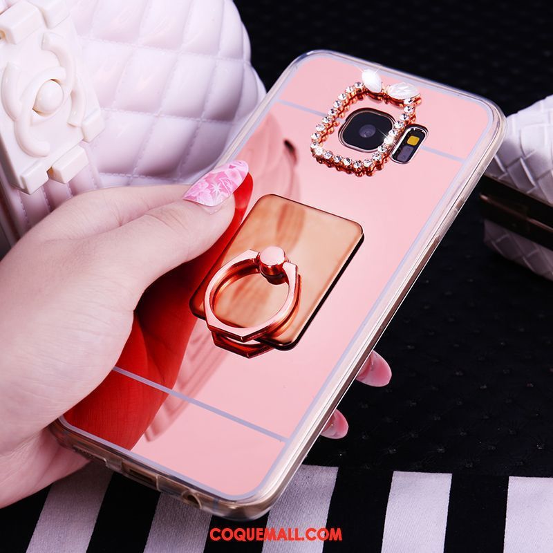 Étui Samsung Galaxy S7 Edge Fluide Doux Miroir Protection, Coque Samsung Galaxy S7 Edge Étoile Téléphone Portable Champagner Farbe