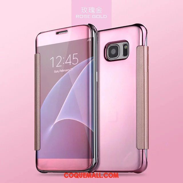 Étui Samsung Galaxy S7 Edge Protection Clamshell Rose, Coque Samsung Galaxy S7 Edge Nouveau Miroir