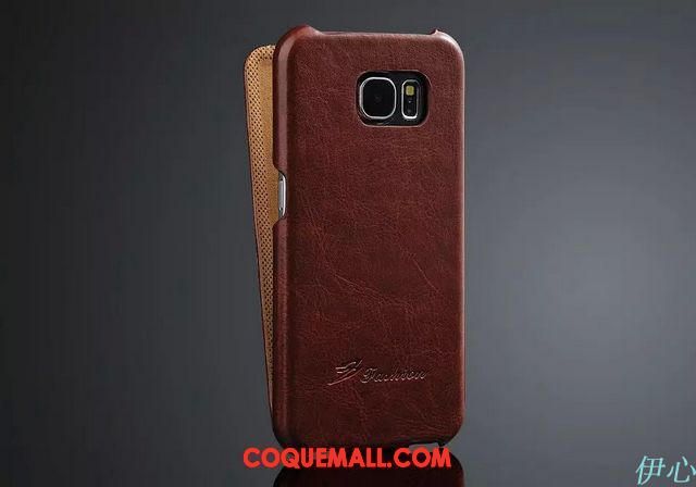 Étui Samsung Galaxy S7 Edge Protection Cuir Véritable Téléphone Portable, Coque Samsung Galaxy S7 Edge Légère Étoile Braun