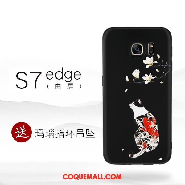 Étui Samsung Galaxy S7 Edge Silicone Étoile Noir, Coque Samsung Galaxy S7 Edge Personnalité Créatif