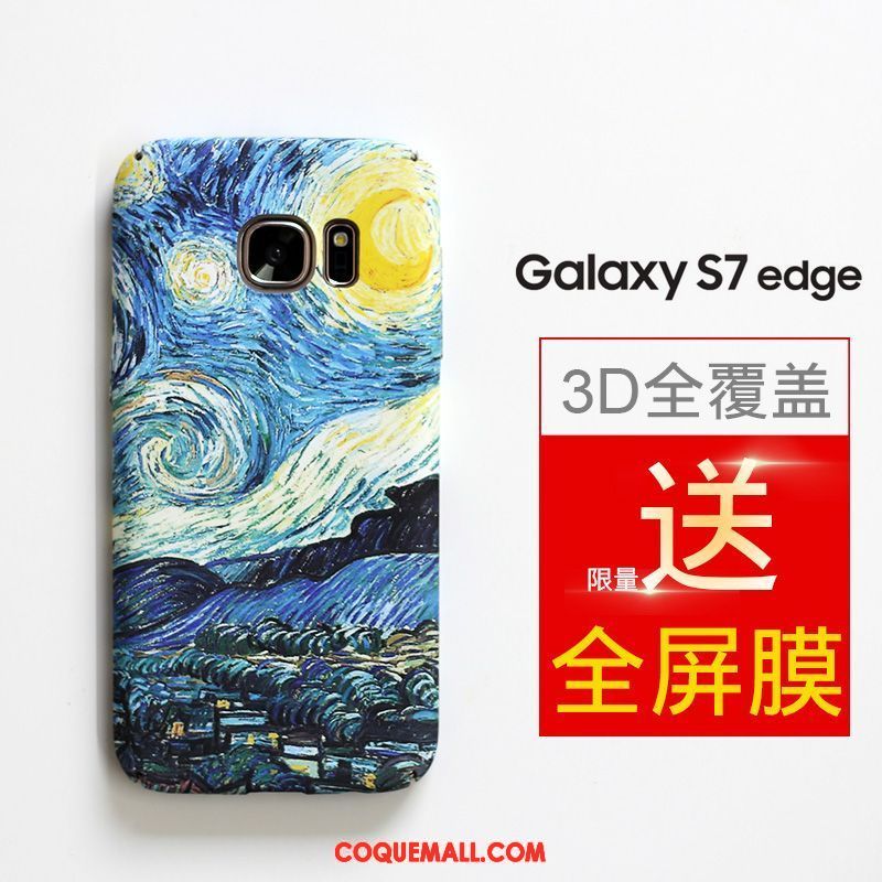 Étui Samsung Galaxy S7 Edge Tendance Bleu Membrane, Coque Samsung Galaxy S7 Edge Téléphone Portable Étoile