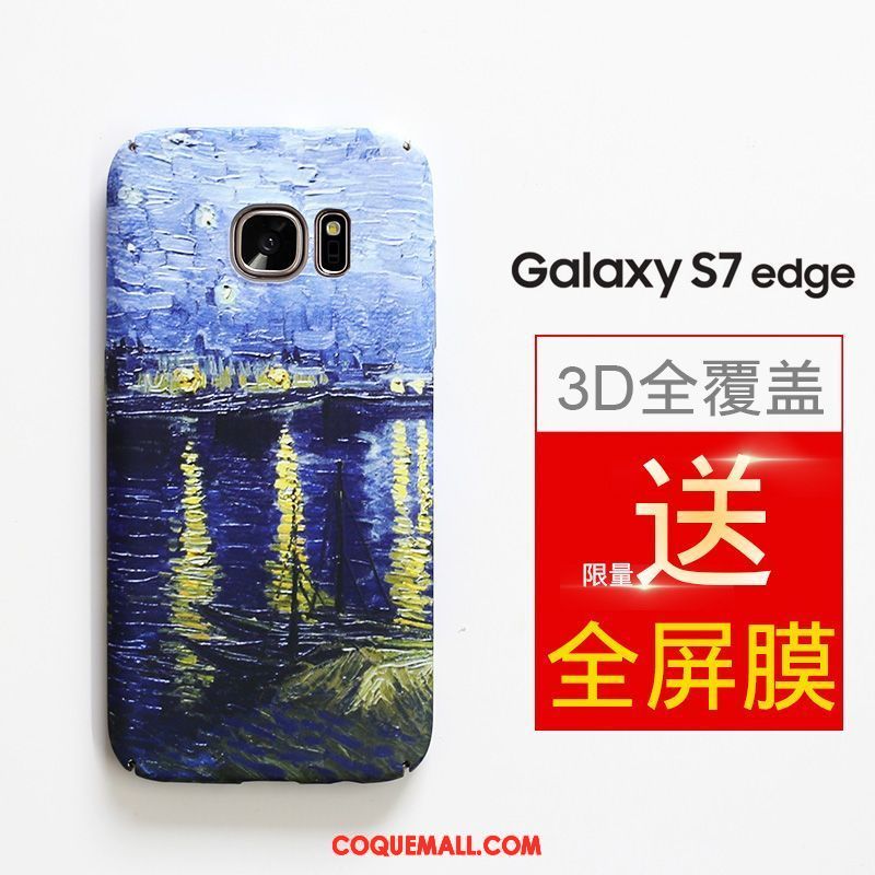 Étui Samsung Galaxy S7 Edge Tendance Bleu Membrane, Coque Samsung Galaxy S7 Edge Téléphone Portable Étoile