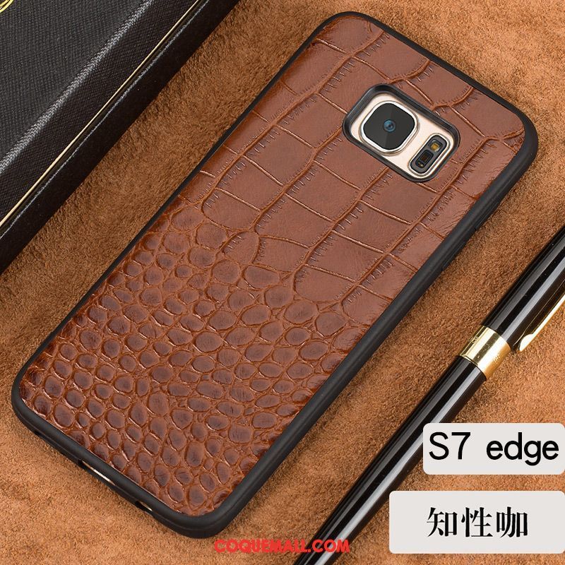 Étui Samsung Galaxy S7 Edge Très Mince Étoile Incassable, Coque Samsung Galaxy S7 Edge Téléphone Portable Tout Compris Braun