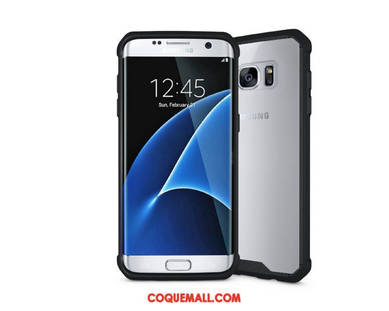 Étui Samsung Galaxy S7 Edge Vert Incassable Transparent, Coque Samsung Galaxy S7 Edge Silicone Étoile