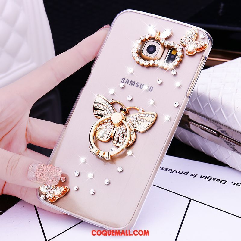 Étui Samsung Galaxy S7 Edge Étoile Strass Petit, Coque Samsung Galaxy S7 Edge Fleur Anneau