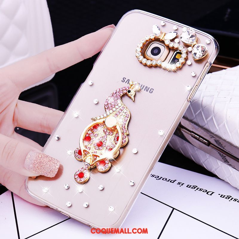 Étui Samsung Galaxy S7 Edge Étoile Strass Petit, Coque Samsung Galaxy S7 Edge Fleur Anneau