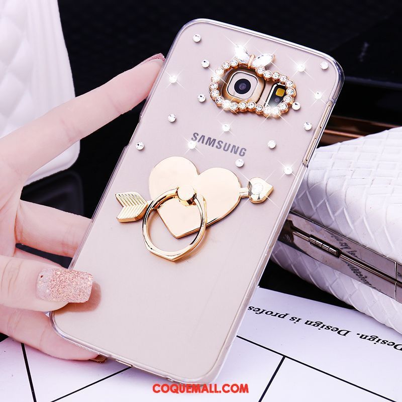 Étui Samsung Galaxy S7 Edge Étoile Strass Petit, Coque Samsung Galaxy S7 Edge Fleur Anneau