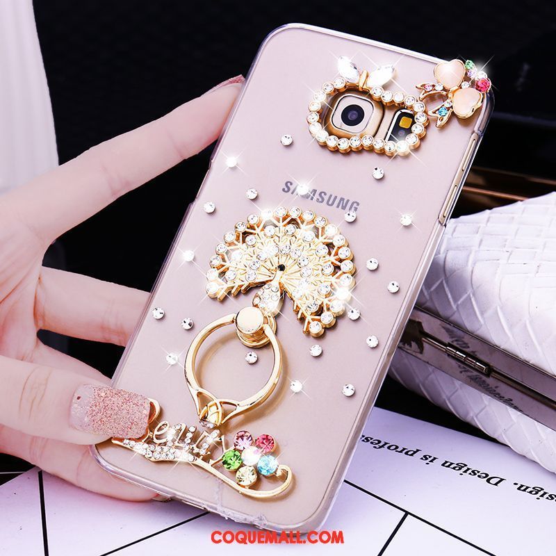 Étui Samsung Galaxy S7 Edge Étoile Strass Petit, Coque Samsung Galaxy S7 Edge Fleur Anneau