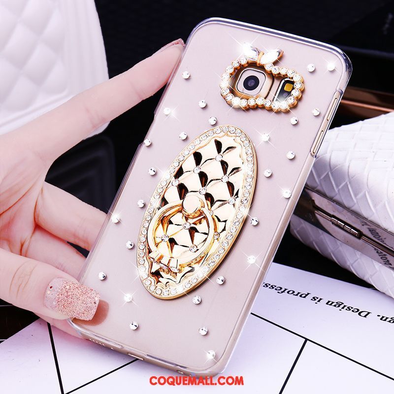 Étui Samsung Galaxy S7 Edge Étoile Strass Petit, Coque Samsung Galaxy S7 Edge Fleur Anneau