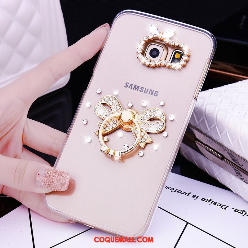 Étui Samsung Galaxy S7 Edge Étoile Strass Petit, Coque Samsung Galaxy S7 Edge Fleur Anneau