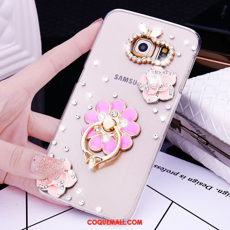 Étui Samsung Galaxy S7 Edge Étoile Strass Petit, Coque Samsung Galaxy S7 Edge Fleur Anneau