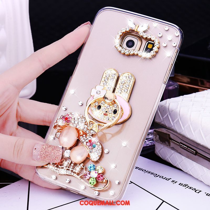 Étui Samsung Galaxy S7 Edge Étoile Strass Petit, Coque Samsung Galaxy S7 Edge Fleur Anneau